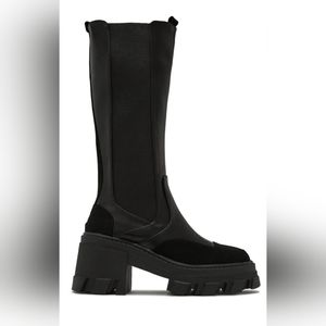 Womens Size 10 Miss Lola (Leonie) Black Tall Platform Combat Boots